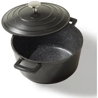 STONELINE Bratentopf, Aluminiumguss (2-tlg), mit Luftzirkulierung + Aromaregen, für Induktion, Designed in Germany schwarz