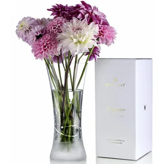Brilant Chic Glasvase, Vase Glas, Blumenvase modern, Zylindervase, 26 cm | Kristall Vase, durchsichtige Vase, rundes hohes Design, elegante Glasoptik, dekorative Akzente für moderne Wohnräume und Deko