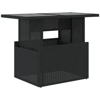 vidaXL Gartentisch mit Glasplatte Schwarz 100x55x73 cm Poly Rattan
