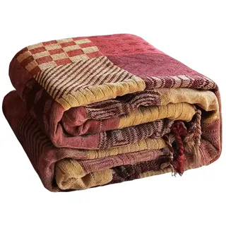 VANJOROY Bohemian-Überwurf, große Patchwork-Decke mit Quasten für 2- und 3-Sitzer-Sofa, 100 % Chenille, weich, multifunktional, für Couch, Tagesdecken, Teppich und Bett (150 x 190 cm)