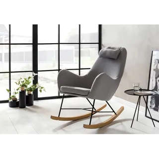 SalesFever Schaukelsessel 70 x 99 x 100 cm grau mit Nackenkissen