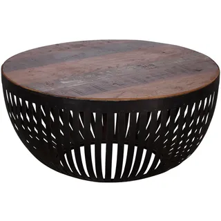 KADIMA DESIGN Couchtisch Rund Braun Mangoholz 70 x 33 cm