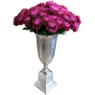 MichaelNoll Vase Blumenvase Gefäß Pokalvase Dekovase Aluminium Silber - Bodenvase Groß Modern aus Metall - XXL 97 cm