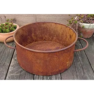 terracotta-toepfe-de Deko Topf ca. 30 cm Durchmesser - bepflanzbar aus Metall Edelrost Rost Garten Pflanzgefäß Blumentopf Landhaus Shabby chic Vintage Pflanzgefäß