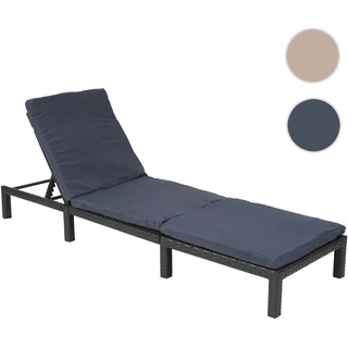 Poly-Rattan Sonnenliege HWC-A51, Relaxliege Gartenliege Liege ~ Basic anthrazit, Kissen grau