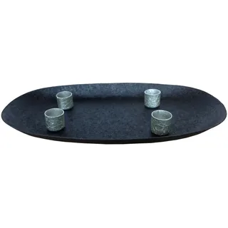 Tablett mit Stabkerzenhalter schwarz | Tablett Kerzentablett Adventskranz | 29cm