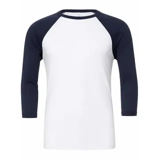 Bella+Canvas Baseball-Shirt weiß/blau M