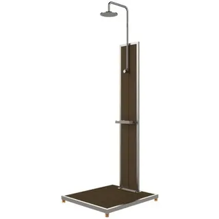 IDEAL Kalt- Warmwasserdusche BAHAMA und WPC Bodenplatte Gartendusche Pooldusche