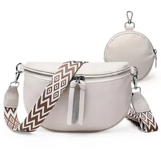 Bauchtasche Damen Umhängetasche Damen Schwarz Stylisch Brusttasche Crossbody Bag Damen Breiter Gurt Veganes Leder Kreditkartenpaket Senden (Beige) - Einheitsgröße