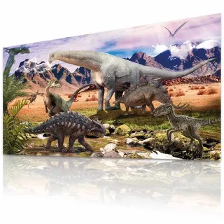 GOODS+GADGETS Dinosaurier Kinder Poster Dino XXL Kinderzimmer Dino-Welt Wandbild Abenteuer Deko für Kinder 90 x 45 cm (Dinosaurier Steppenlandschaft)