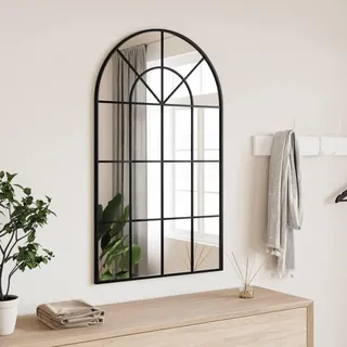 Sufrk Wandspiegel Schwarz 60x100 cm Gewölbt Eisen Metall Badspiegel Schminkspiegel Wandmontage Spiegel Bad