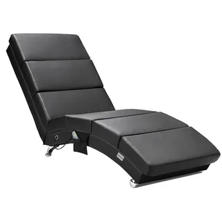 CASARIA Relaxliege London Kunstleder 186 x 89 x 55 cm Schwarz mit Massage und Heizfunktion