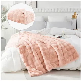 Wohndecke Sofadecke Welle Kuscheldecke Sofadecken Couchdecken, BTTO, Künstlich Kaninchenfell Felldecke Babydecke Kinderdecke rosa