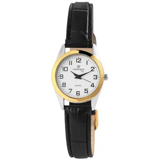classique Quarzuhr 1900217 Classique Damenuhr mit XXL-Band aus Lederimitat, schwarz
