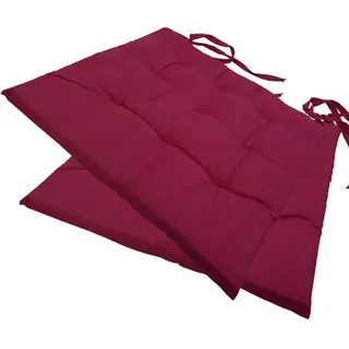 NYVI Stuhlkissen 40x40 cm ComfySeat Beere 2er Set - Sitzkissen mit Bändern/Schleife, 9-fache Steppung - Indoor & Outdoor - Gartenstuhlkissen aus Baumwoll-Mischgewebe - ÖkoTex 100