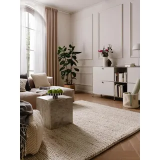 benuta pure Wollteppich Beads Beige, 80x150 cm - Naturfaserteppich aus Wolle