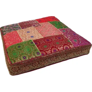 Guru-Shop Sitzkissen Orientalisches eckiges Patchwork Kissen 50 cm,.. bunt