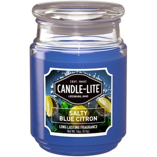Candle-Lite Duftkerze im Glas mit Deckel | Salty Blue Citron | Duftkerze Zitrone | Kerzen lange Brenndauer (bis 110h) | Kerzen Blau | Duftkerze Groß (510g)
