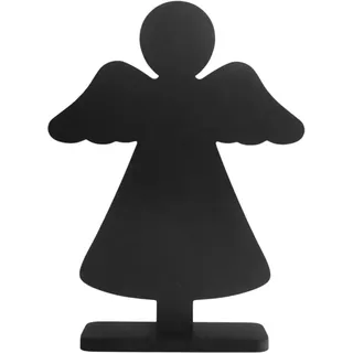 ebenkunst | Engel Deko Weihnachten – Modernes Holz Wandbild aus HDF, stilvolle Weihnachtsdeko Figur für Wohnzimmer & Fensterbank, hochwertige Holzdeko Made in Germany, 1 cm dick, Schwarz