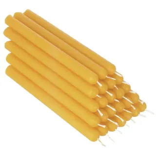 NKlaus 25x gelb Bienenwachs 12cm rußfrei Tafelkerzen farbige Osterkerzen Ritualkerze Hochzeitskerzen Tropfkerzen 36341