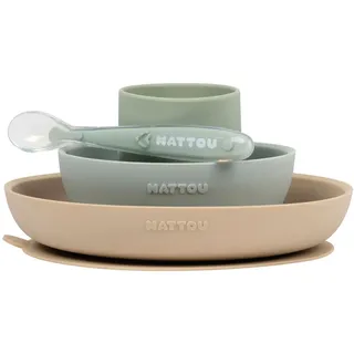 Nattou 4-tlg. Geschirr Set Silikon - Sand Green