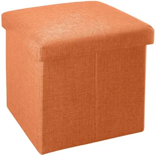 Intirilife Faltbarer Sitzhocker Leinen 38 x 38 x 38 cm Mandarinen Orange