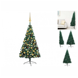 vidaXL Künstlicher Weihnachtsbaum Künstlicher Halber Weihnachtsbaum mit LEDs Schmuck Grün 150 cm grün
