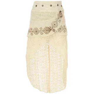 Guru-Shop Minirock Psytrance Goa Pixi Lagenrock, Wickelrock mit.. alternative Bekleidung beige|weiß
