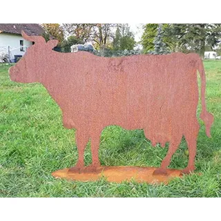 Kuh XXL 140x100cm Bauernhof Kühe Rind Stier Rost Edelrost Metall Tier + Original Pflegeanleitung von Steinfigurenwelt