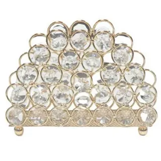 Kristall-Papierserviettenhalter, Serviettenhalter für Esszimmer, Hotel, Dekoration (Gold)
