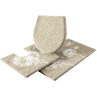 Grund Badematte Pusteblume, Badvorleger, Badezimmer Teppich, sehr weich, Höhe 20 mm, rutschhemmend beschichtet, schnell trocknend, fußbodenheizungsgeeignet, Polyacryl, 2-tlg. Stand-WC Set, weiche Haptik, auch als 2-teiliges Set erhältlich, Made in Europe beige 2-tlg. Stand-WC Set