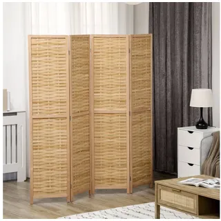 furnicato Raumteiler Bambus Sichtschutz 160x170 cm Natur Faltbar, 1-tlg., Klappbare Trennwand mit Metallscharnieren für das Kinderzimmer beige