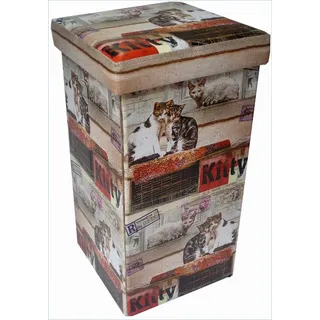 Biscottini Pouf wiederverschließbar | Kunstleder 32x32x60 cm Sitzhocker mit stauraum | Spielzeugkiste mit Deckel | Spielkiste Kunstleder | Sitzwürfel