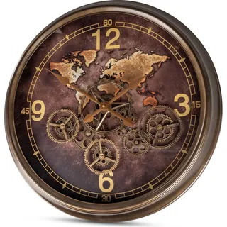 Formano Wanduhr XL Ø 62 cm Weltkarte formano - Bronze