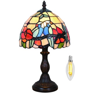 Kinbolas 8 "Tischlampe Tiffany-Stil Buntglas Lampenschirme Vintage Schreibtischlampe Kleine Nachttischlampe Schlafzimmer Wohnzimmer Büro Lesen Antik Art Deco(Color:I-8)