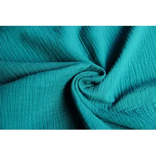 Baumwolle Musselin/Double Gauze Sabbertuch/Spucktuch Uni divers. Farben - 0,5 Meter - 130 cm Breit (024 Petrol)