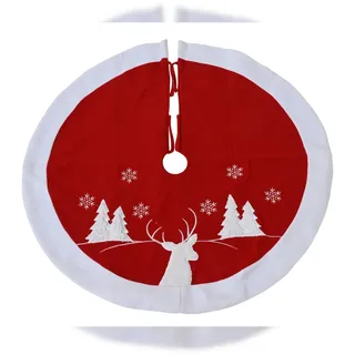 Christmas Decorations Weihnachtsbaumdecke 90cm mit Hirsch Motiv runde Unterlage für Weihnachtsbaum Abdeckung Weihnachtsbaumständer Christbaumdecke  Weihnachtsbaumkragen Rot
