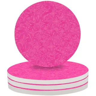 Rosa-magentafarbene Sterne, runde Keramik-Untersetzer, 4er-Set – saugfähige Getränkeuntersetzer für Kaffeetassen, Weingläser, Tassen, Kratzfeste Tischsets für die Tischdekoration in der Küche, Bar,