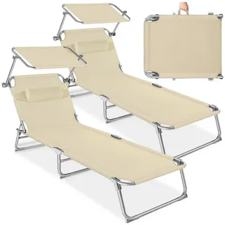 Tectake Chloé Sonnenliege 190 x 68 x 65 cm Beige