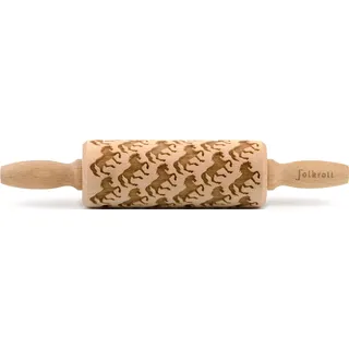 Folkroll Teigroller "3D-Motiv-Teigrolle", braun, L:23cm, Massivholz, Teigroller, Pferde
