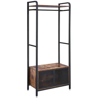 Begryf Garderobenständer, Dunkelbraun, Schwarz, Holzwerkstoff, Metall, Vintage, 80x180x40 cm, Garderobe, Garderobenständer