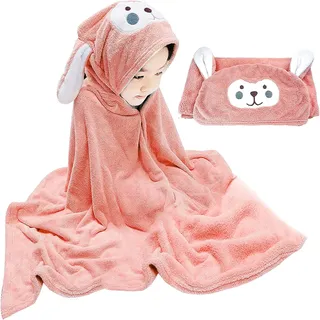 Babyhandtuch mit Kapuze,Kapuzenhandtuch für Kinder 71 x 140 cm,Groß Baby Badetuch Mädchen und Junge,Kapuzenhandtuch Baby Handtuch Kapuze,Ultraweich & Super Saugfähig(Rosa)