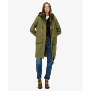 Superdry für Damen. W5011989A Grüner Hooded Longline Shell Mantel (XS), Lässig, Recyceltes Polyester