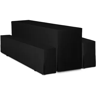 TexDeko Hussen Bierzeltgarnituren gepolstert 5TLG Set Premium 220x50cm Schwarz)