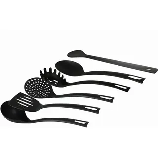 H-basics 6-teiliges Küchenhelfer Set aus Kunststoff - Hitzebeständiges Kochgeschirr, Kochbesteck, Küchenutensilien Set, Pfannenwender, Kochlöffel, Abseihlöffel