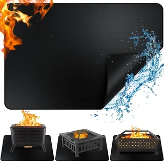 122 * 165cm Hitzeschutzmatte, Hitzebeständig bis 600 °C Feuerfeste Unterlage, TOOSOAR Flammhemmend Grillmatten für Gasgrill Holzkohlegrill, Schwarz