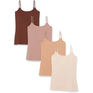 Amazon Essentials Damen Slim Fit Camisole 4er Pack Blush/Brown/Dark Brown/Dark Camel, Medium
