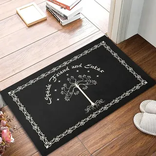 Fußmatte mit Aufschrift "Lord Rings Speak Friend and Enter", personalisierbar, Aufschrift "Speak Friend Enter", Einweihungsgeschenk, Bauernhaus-Fußmatte, 76,2 x 45,7 cm