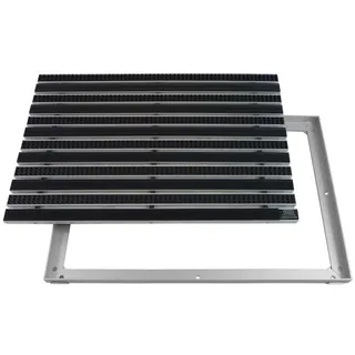 Emco Eingangsmatte Diplomat Gummi + Bürsten Schwarz 22mm + ALU Rahmen Schmutzfangmatte Fußabtreter Antirutschmatte, Größe: 75x50cm