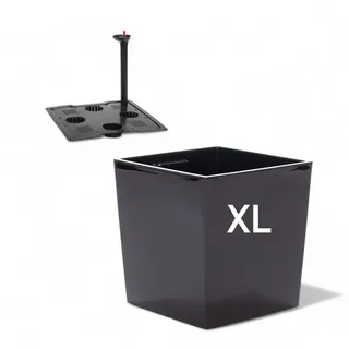 MELTOM Blumenkübel mit Bewässerungssystem aus Kunststoff in Hochglanz Pflanzkübel Blumentopf (Schwarz, XL)